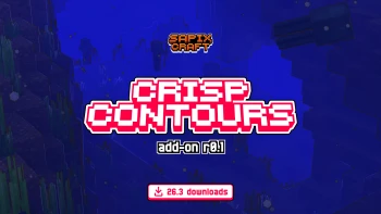 Crisp Contours add-on r0.1 featuring warm charcoal outlines around blocks and entities