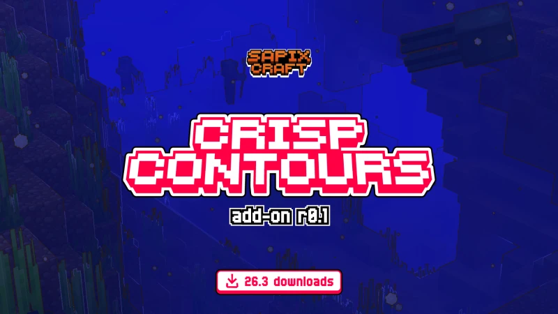 Crisp Contours add-on r0.1 featuring warm charcoal outlines around blocks and entities