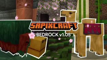 Sapixcraft Bedrock 1.20 update featuring camels, sniffers and cherry blocks