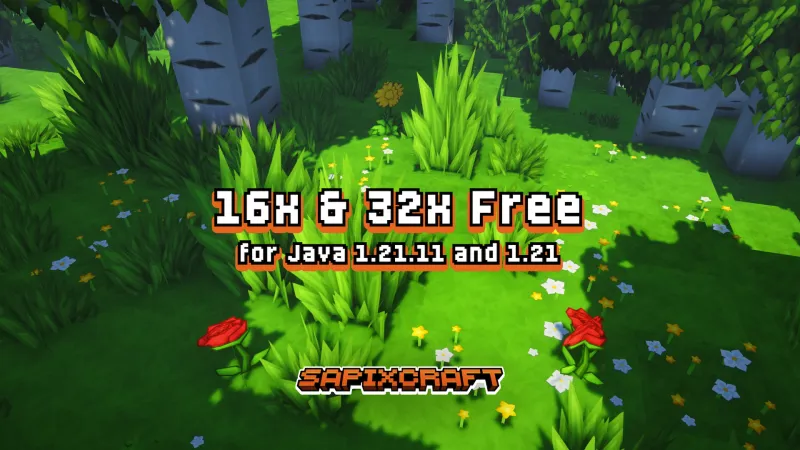 Sapixcraft Java — 16x and 32x now free for 1.21 and 1.21.11